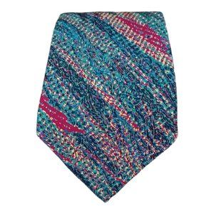 SANTOSTEFANO Green Art Silk Tie HANDMADE ITALY 58"/ 3.7" EC